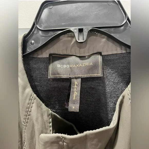 BCBG Maxazria Real Leather Moroni Wool Vest Zip Up Gray Fall size S - Picture 2 of 7